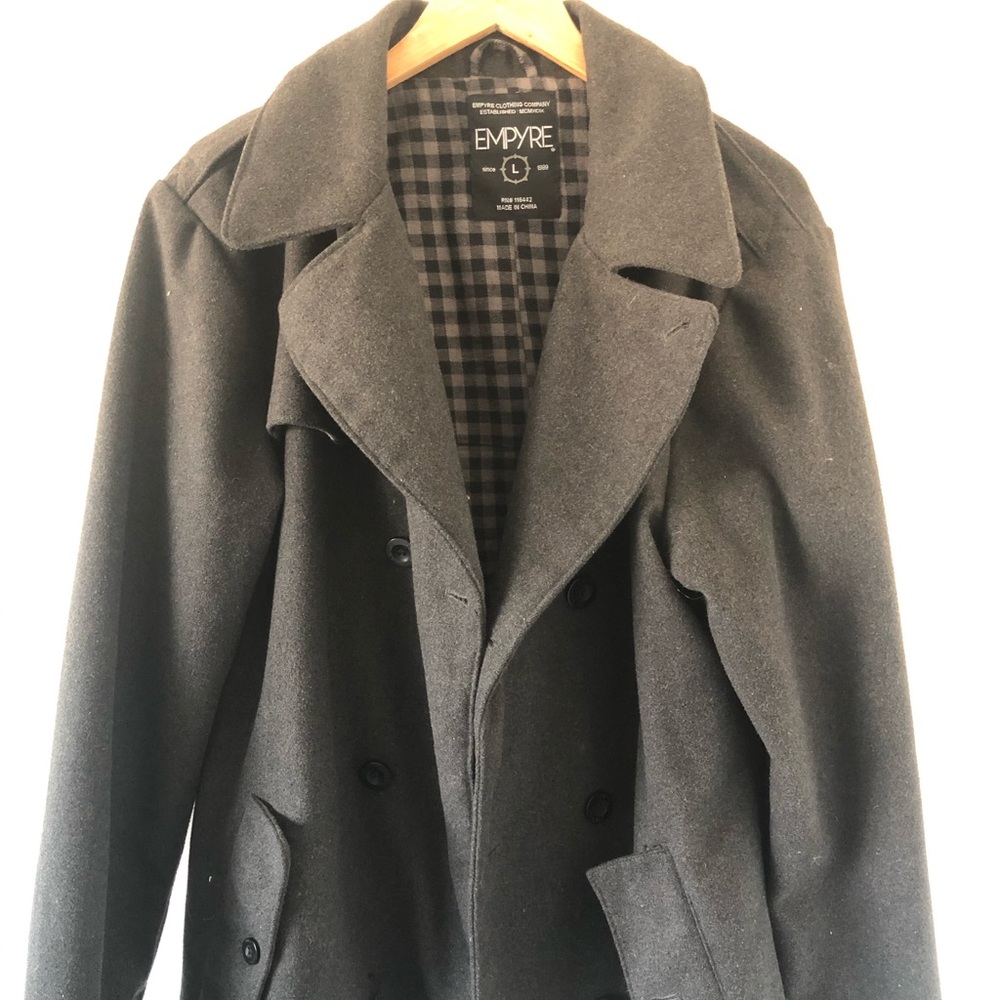 Empyre Dark Gray Pea Coat - Heavy Duty - Wool Poly